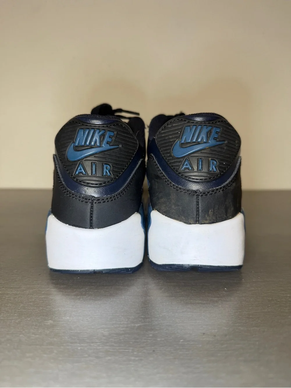 Nike Air Max 90 Leather Sneakers Youth 7Y 833412-402 Navy Blue